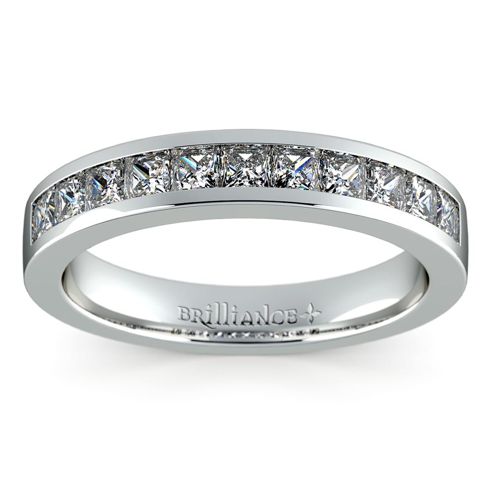 Channel Set Princess Cut Diamond Wedding Ring In Platinum (3/4 Ctw) | 02