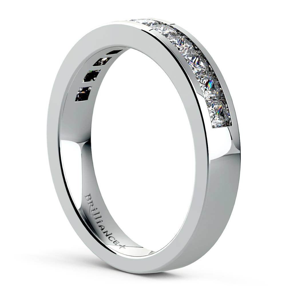 Channel Set Princess Cut Diamond Wedding Ring In Platinum (3/4 Ctw) | 04