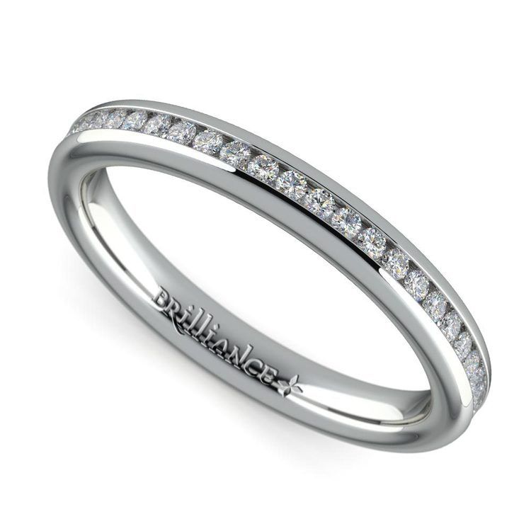 Channel Diamond Wedding Ring in White Gold (1/4 ctw) | Zoom