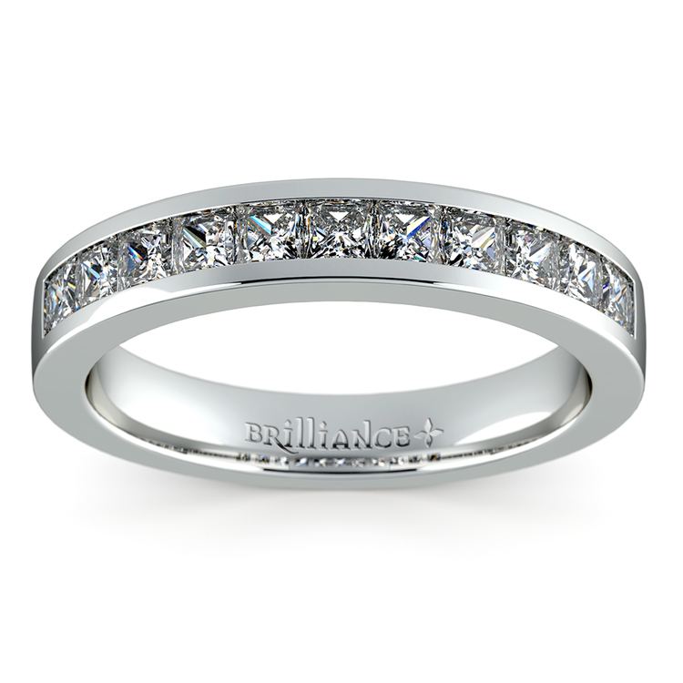 Channel Set Princess Cut Diamond Wedding Ring In White Gold (3/4 Ctw) | 02