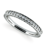 Antique Floral Diamond Wedding Ring in White Gold | Thumbnail 01