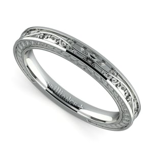 Antique Floral Wedding Ring in White Gold