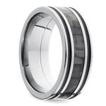Mens Grooved Carbon Fiber Wedding Ring In Titanium (8mm) | Thumbnail 02