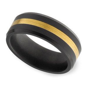 Ares - 24K Yellow Gold Inlay Matte Men's Elysium Ring (8mm)