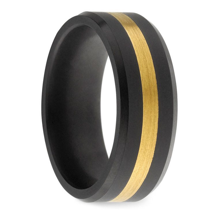 Ares - 24K Yellow Gold Inlay Matte Men's Elysium Ring (8mm) | 02
