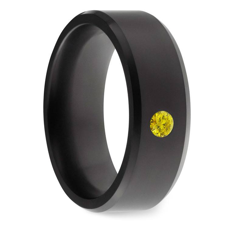 Ares Yellow Diamond Inset Elysium Band | Mens Wedding ...