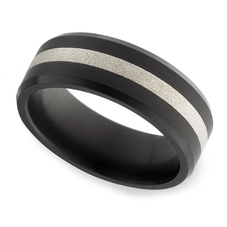 Ares - Silver Inlay Matte Men's Elysium Ring (8mm) | 01