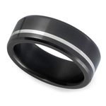 Ares - Offset Silver Inlaid Polished Men's Elysium Ring (8mm) | Thumbnail 01