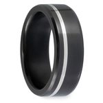 Ares - Offset Silver Inlaid Polished Men's Elysium Ring (8mm) | Thumbnail 02