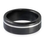 Ares - Offset Silver Inlaid Polished Men's Elysium Ring (8mm) | Thumbnail 03