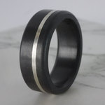 Ares - Offset Silver Inlaid Polished Men's Elysium Ring (8mm) | Thumbnail 05