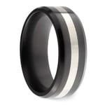 Ares - Silver Inlay Polished Men's Elysium Ring (8mm) | Thumbnail 02