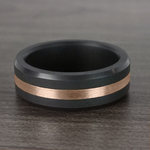 Ares - Polished Mens Elysium Ring With Rose Gold Inlay | Thumbnail 04