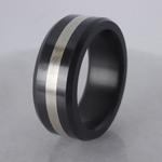 Ares - Silver Inlay Polished Men's Elysium Ring (8mm) | Thumbnail 05