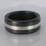 Ares - Silver Inlay Polished Men's Elysium Ring (8mm) | Thumbnail 04