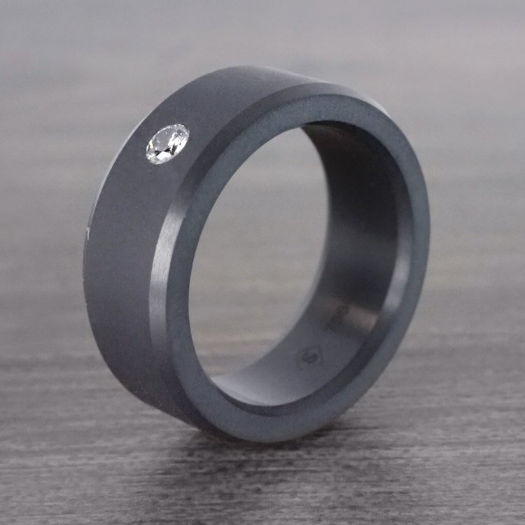 Ares - White Diamond Inset Matte Elysium Ring (8mm) | 05