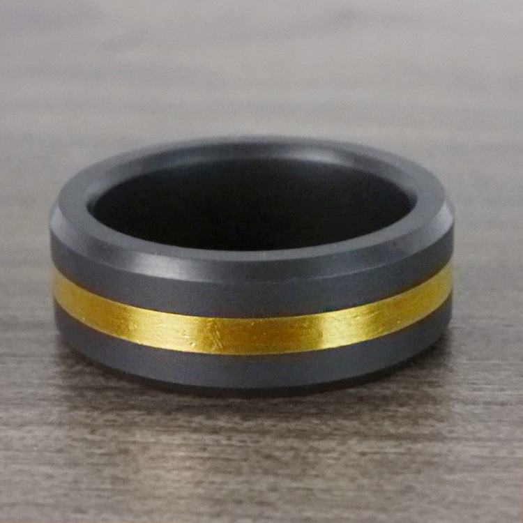 Ares - 24K Yellow Gold Inlay Matte Men's Elysium Ring (8mm) | 04