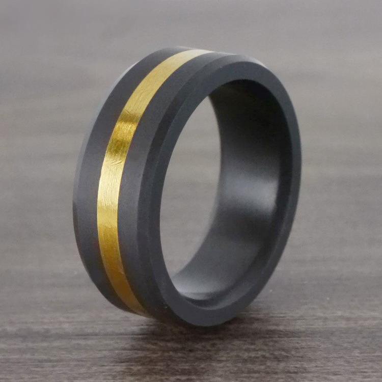 Ares - 24K Yellow Gold Inlay Matte Men's Elysium Ring (8mm) | 05
