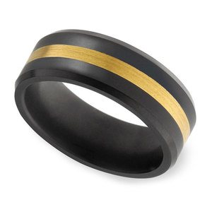 Ares - Mens Designer Elysium And Gold Inlay Wedding Ring With Satin Finish