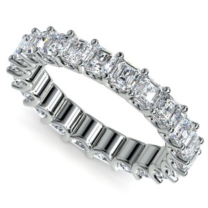 Asscher U-Prong Diamond Eternity Ring in Platinum (4 ctw)