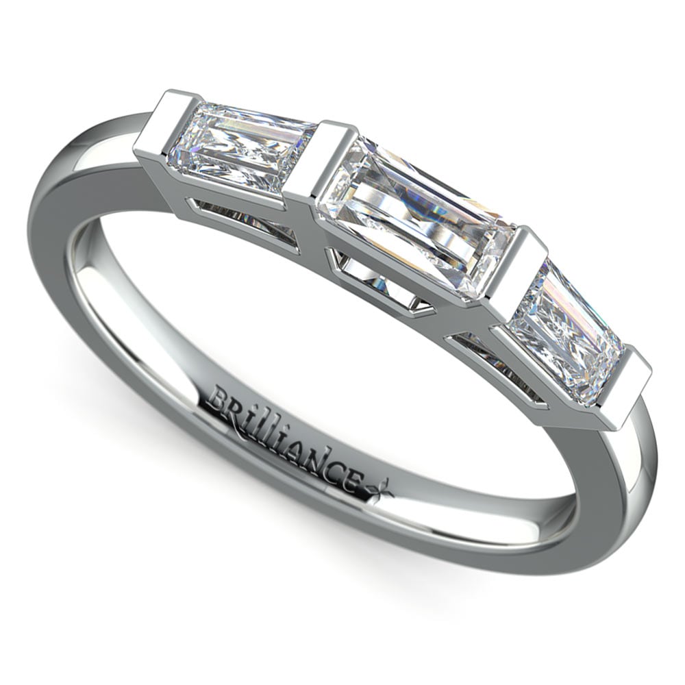 Baguette Diamond Wedding Ring in Platinum (3/5 ctw)