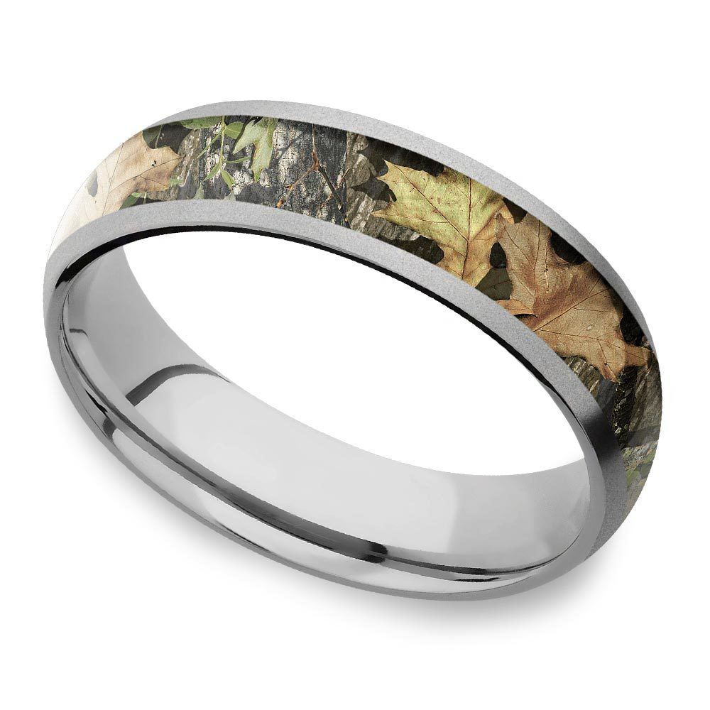 Mossy Oak Camouflage Mens Wedding Ring In Titanium (6mm) | Zoom