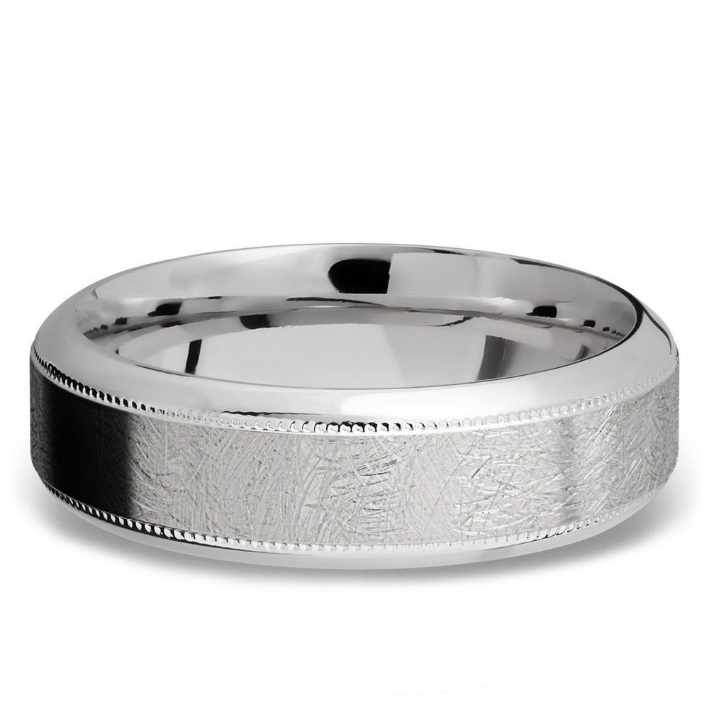 Bevel Edge and Milgrain Accent Men's Wedding Ring in Titanium (8mm) | 03