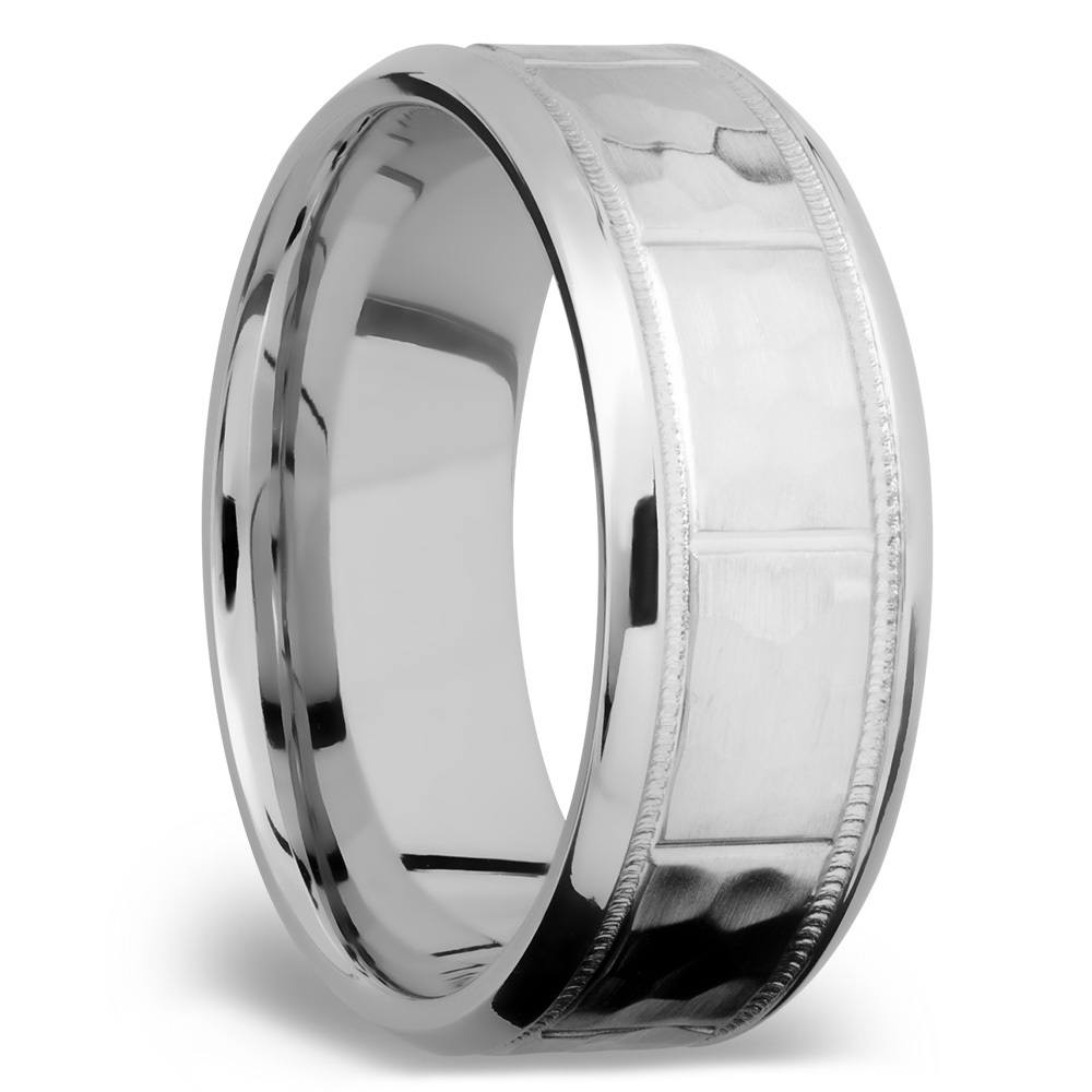 Classic Mens Wedding Ring With Milgrain Detail In Titanium (8mm) | 02