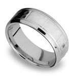 Classic Mens Wedding Ring With Milgrain Detail In Titanium (8mm) | Thumbnail 01