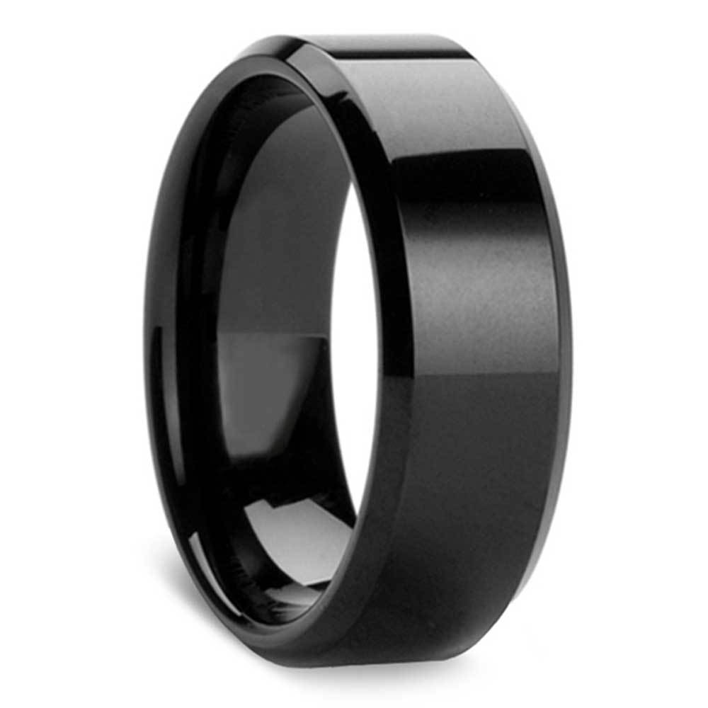 Beveled Edge Black Titanium Men's Wedding Ring (8mm) | 02