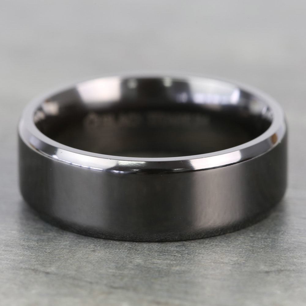 Beveled Edge Black Titanium Men's Wedding Ring (8mm) | 03