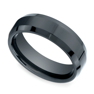 Beveled Pattern Men's Wedding Ring in Black Titanium