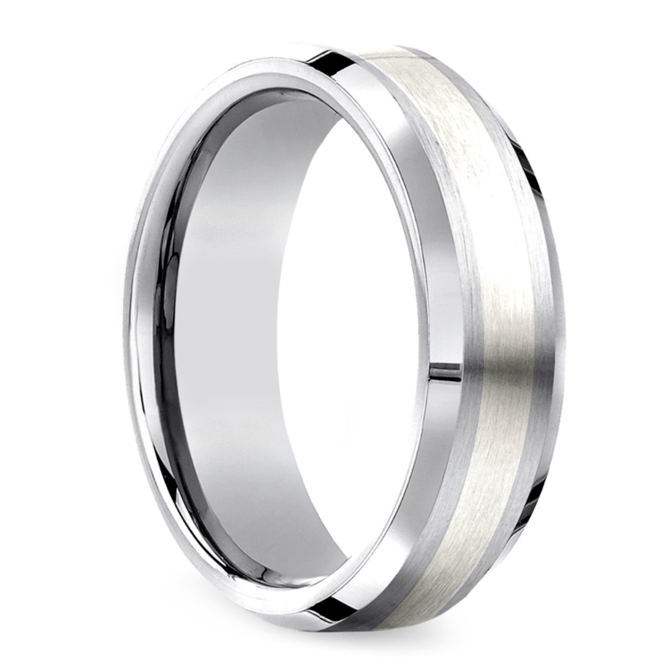 Beveled Men's Wedding Ring in Cobalt/Silver (7mm)