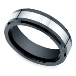 Beveled Cobalt Inlay Men's Wedding Ring in Ceramic (7mm) | Thumbnail 01