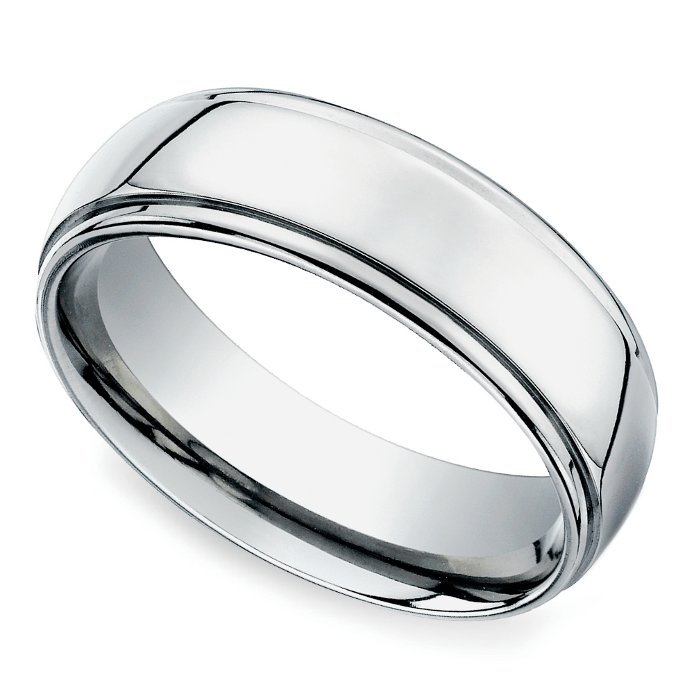 Beveled Men's Wedding Ring in Titanium | Zoom