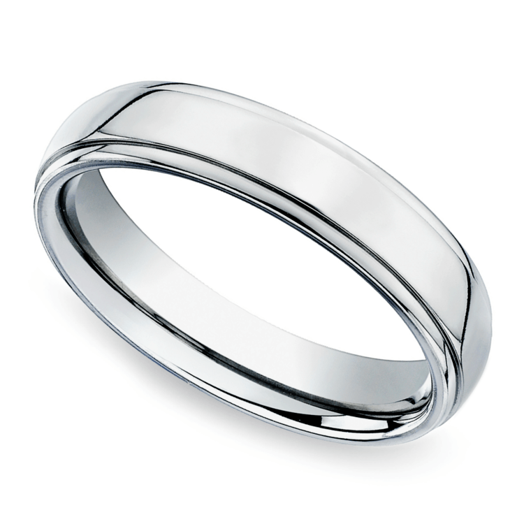 Beveled Men's Wedding Ring in White Gold (5mm) | Zoom