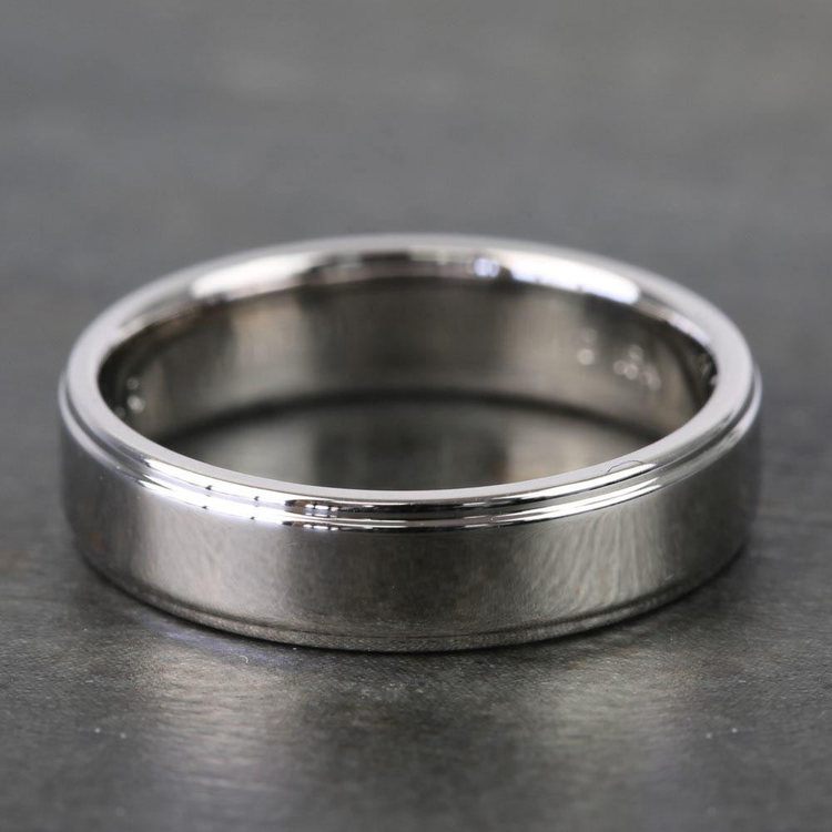 Beveled Men's Wedding Ring in White Gold (5mm) | 03