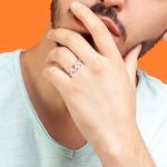 Sandblasted Inlay Men's Wedding Ring in 14K Rose Gold (8mm) | Thumbnail 04