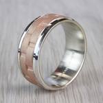 Sandblasted Inlay Men's Wedding Ring in 14K White & 14K Rose Gold (8mm) | Thumbnail 04