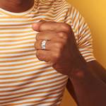 Sandblasted Inlay Men's Wedding Ring in 14K White & 14K Rose Gold (8mm) | Thumbnail 06