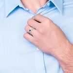 Beveled Satin Men's Wedding Ring in Platinum (8mm) | Thumbnail 05