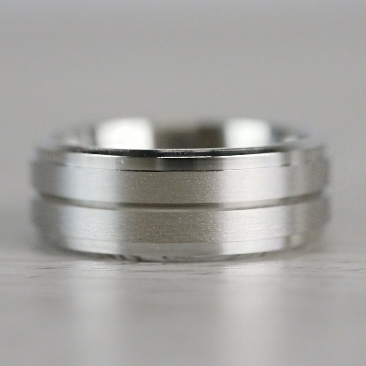Beveled Satin Men's Wedding Ring in Platinum (8mm) | 03