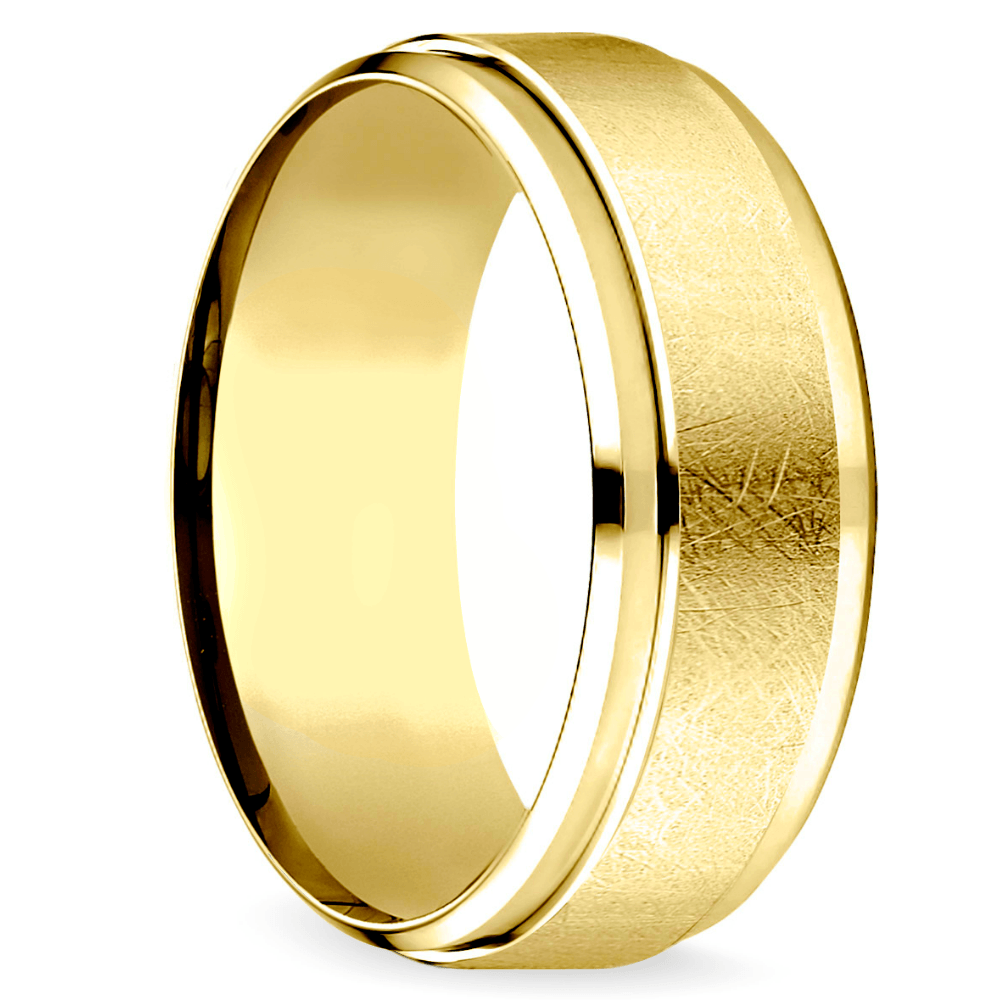 Beveled Swirl Men's Wedding Ring in Yellow Gold (7mm) | 02