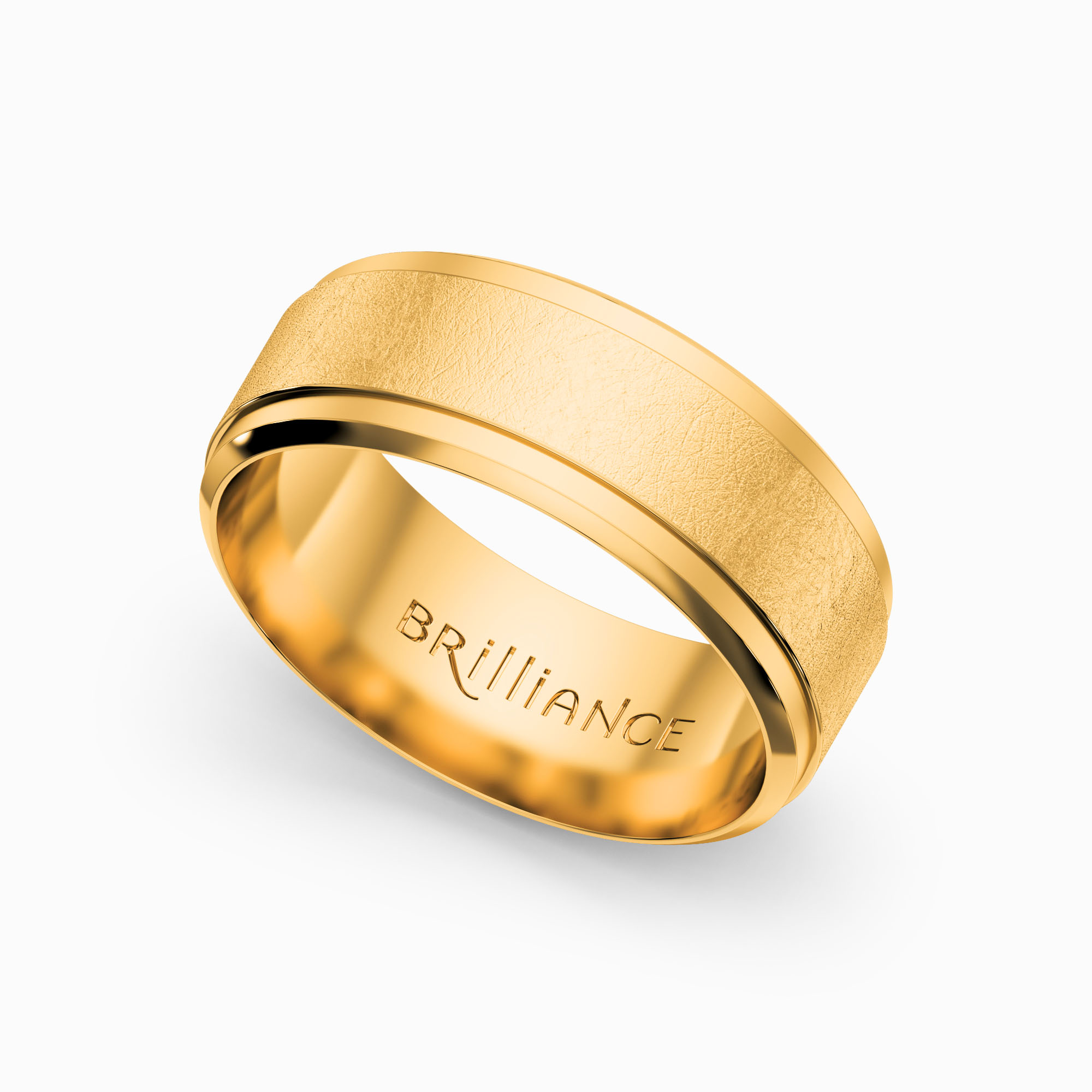 7 Mm Beveled Edge Matte Mens Wedding Band In Gold