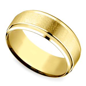 Beveled Swirl Men's Wedding Ring in Yellow Gold (7mm)