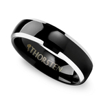 Black Center Men's Wedding Ring with Beveled Edges in Tungsten (6mm) | Thumbnail 01