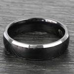 Black Center Men's Wedding Ring with Beveled Edges in Tungsten (6mm) | Thumbnail 03