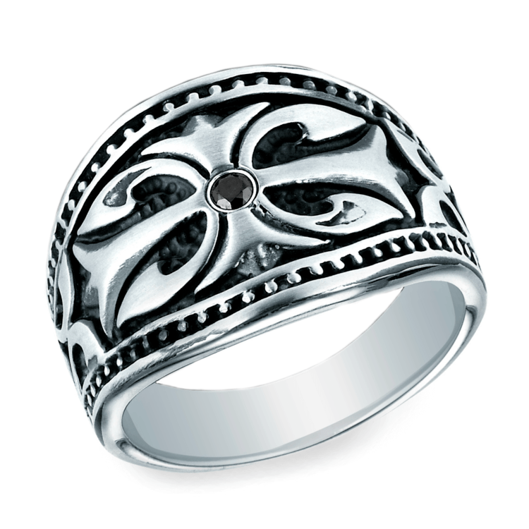 Black Diamond Cross Men's Wedding Ring in Cobalt
