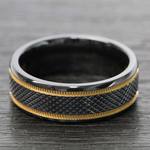 Black Mamba - Titanium Mens Wedding Ring with Gold Grooves (8mm) | Thumbnail 03