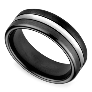 Black & Satin Men's Wedding Ring in Cobalt (7.5mm)